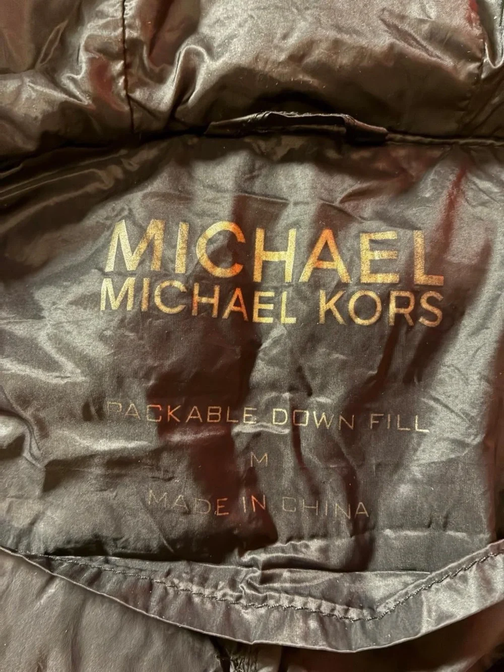 Michael Kors Black Quilted Hooded Puffer with Gold Hardware